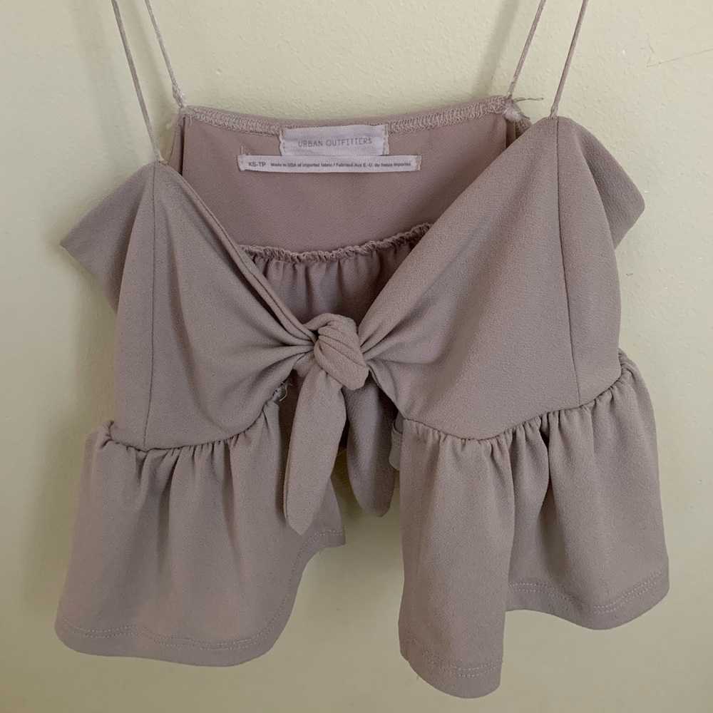 Urban Outfitters Tan Tie Crop Top